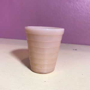 Milky Pink Retro * Mid-Century Vintage Shot Glass Ribbed Small Childrens Tumbler